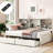 Twin Daybed In Creamy White With Side Bookshelves, Drawers & Charging Slot Bed Storage Shelves, Socket-1270928660