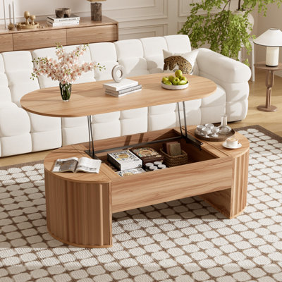 Lift Top Coffee Table, 23.6"W x 47.2"D x 16.5"H, MDF, 1 Piece, Acacia Wood, Lift Top Storage