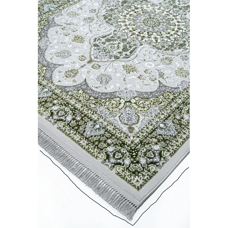 Floral and Oriental Doormat, Green, 80cm W x 150cm L
