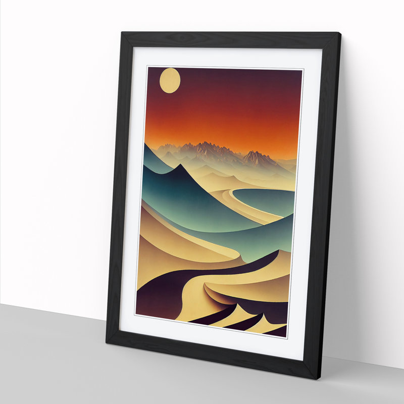 Nesmith Desert Art Nouveau - Picture Frame Print, Black, 64cm H x 46cm W x 2cm D