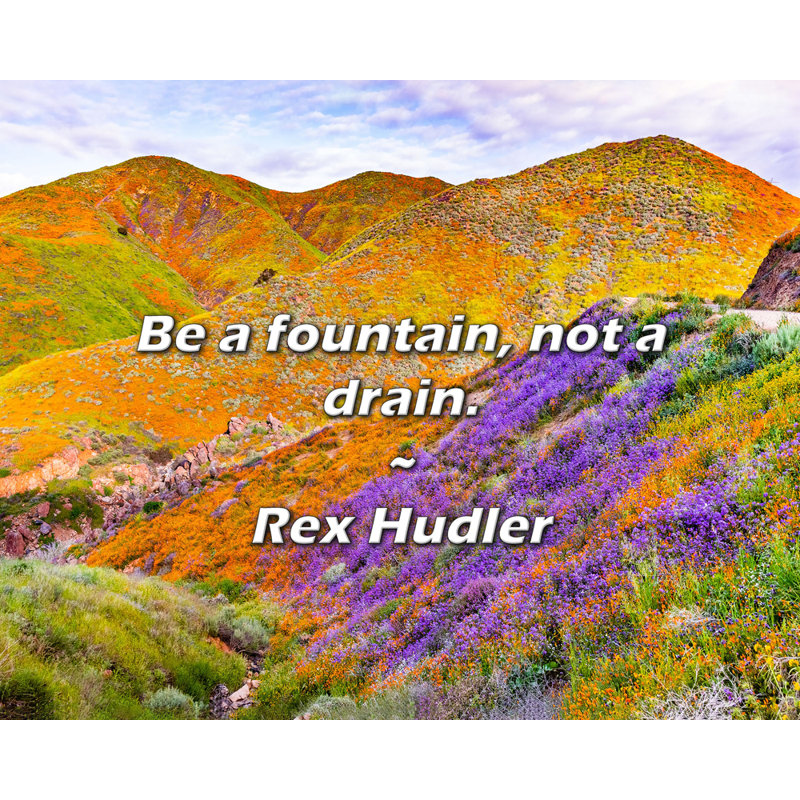 Citation de Rex Hudler: soyez une fontaine, pas une bonde., H 15 po x l 18 po