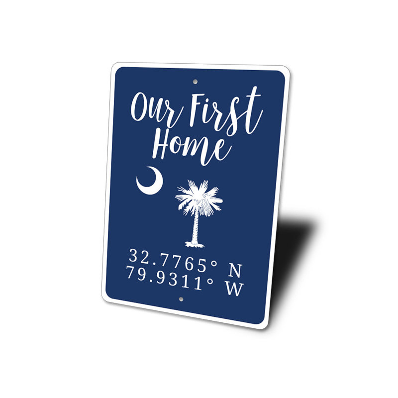 Enseigne en aluminium «Our First Home», H 14 po x l 10 po x P 0,04 po