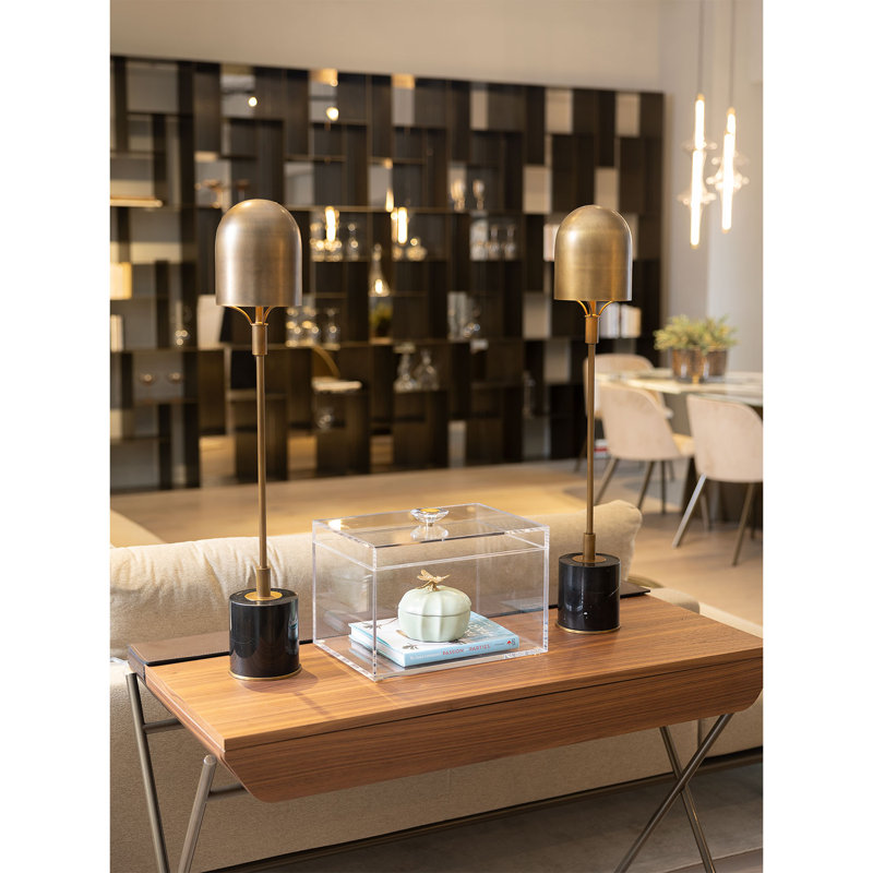 Oppa Buffet Table Lamp Set, Aged Brass
