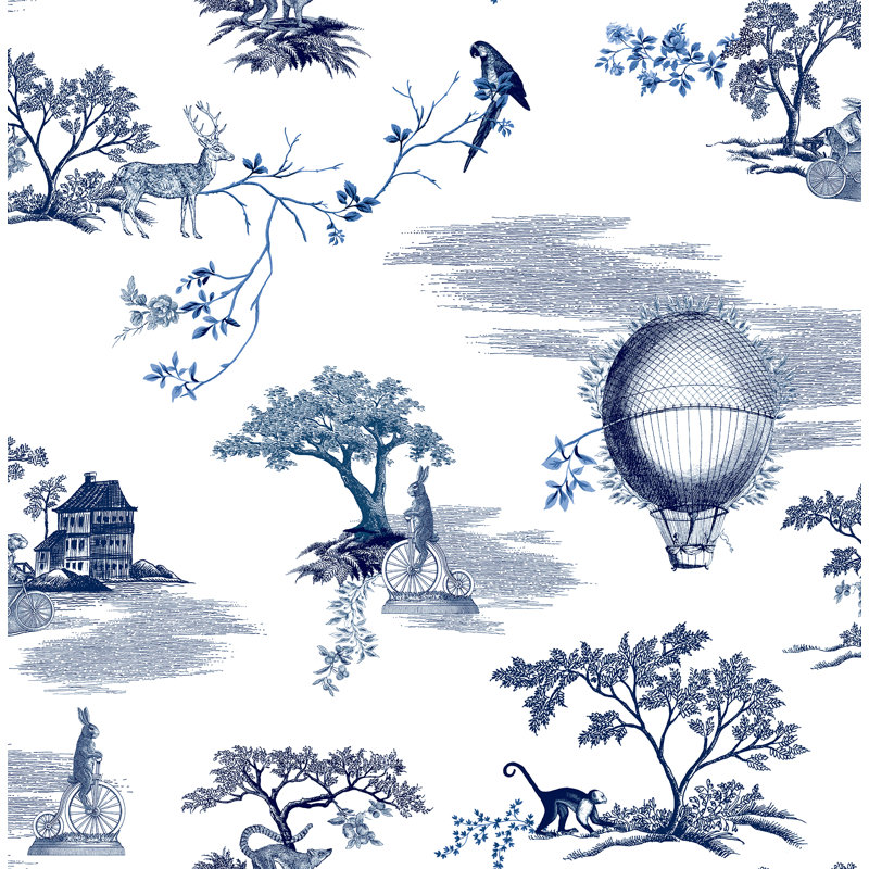 Rouleau de papier peint adhésif Whyty Fairytale Toille L 18 pi x l 20,5 po, Bleu