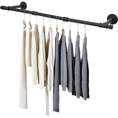38.4" Wall-Mounted Metal Industrial Pipe Clothing Rack