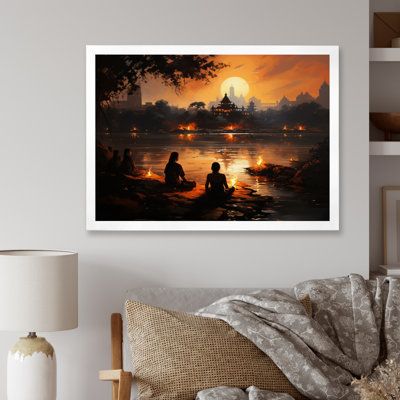 Hinduisim Sunset Aarti I - Spiritual Canvas Art Print