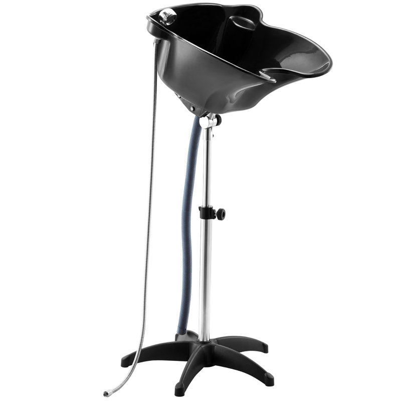 Cuvette de shampooing portative, lavabo à shampooing profond avec hauteur et angle réglables, comprenant un tuyau d'évacuation, une pomme de douche, un lavabo pour cheveux léger pour centre de spa Barber et utilisation à la maison, noir