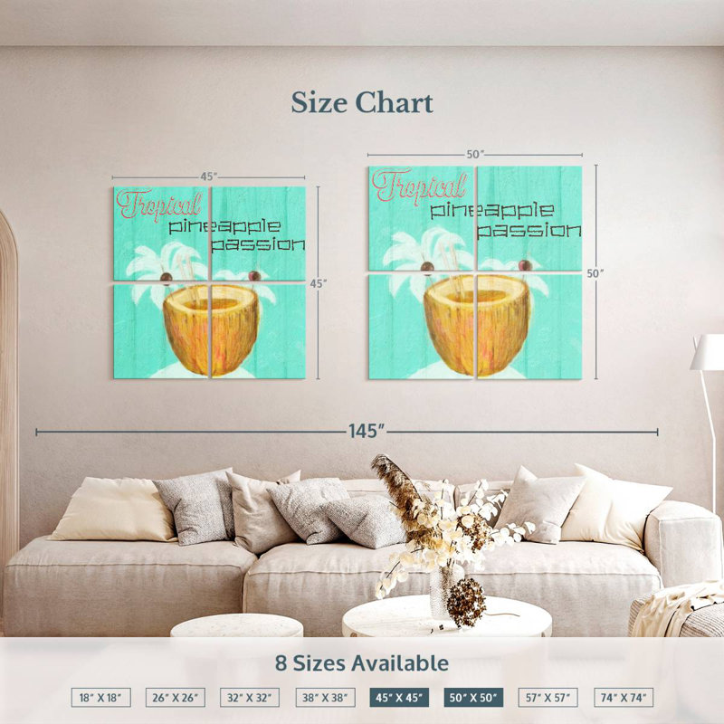 Yarlin Blue Pineapple Passion, 50" H x 50" W