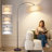 Arc Floor Lamp With Remote, Modern Standing Lamp For Living Room With Stepless Dimmable Bulb, Drum Shade, Foot Switch, Tall Floor Lamp For Farmhouse Bedroom Night Stand (Brown)-2128324325-2128324326-2128324329