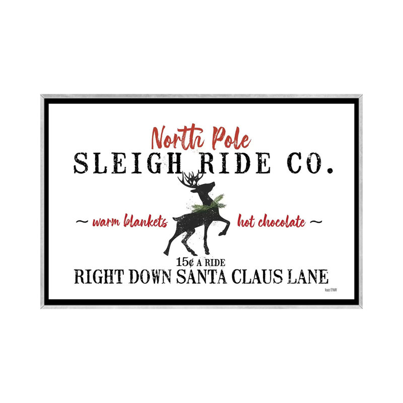 «Sleigh Rides» par House Fenway - Art textuel, Toile avec cadre argenté, Pas de tapis, H 18 po x l 26 po x P 1,5 po