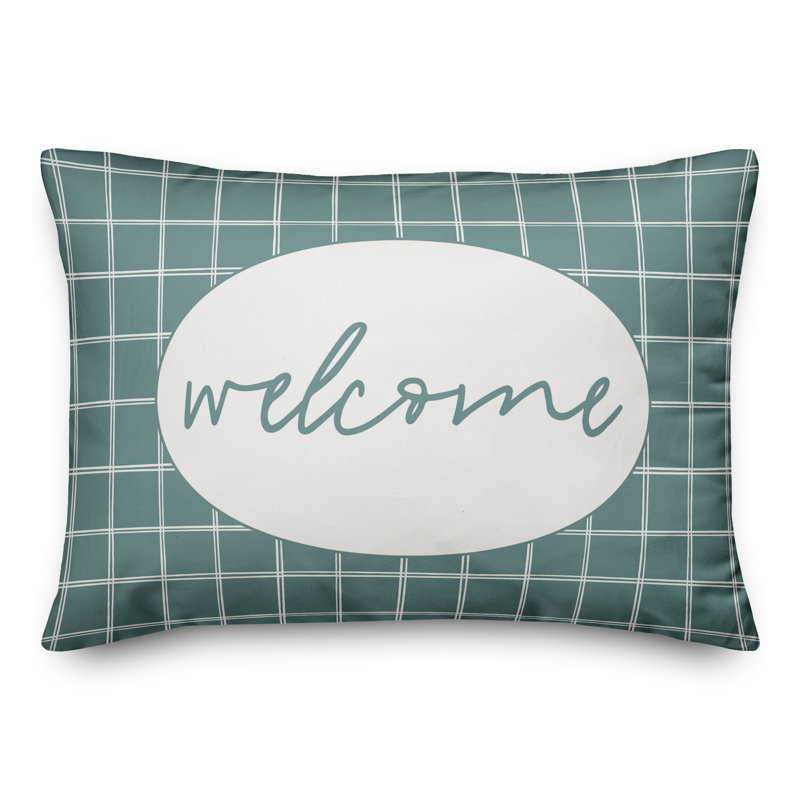  Housse de coussin rectangulaire et insert Welcome, Bleu sarcelle