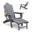 Folding Outdoor Adirondack Chair With Ottoman,HDPE All-Weather Folding Fire Pit Chair,  Ergonomic Design Patio Lawn Chair For Outside Deck Garden Backyardf Balcony,Grey-328590566