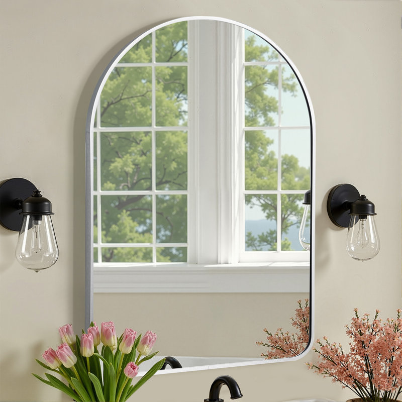 Alessandrina Metal Flat Wall Mirror, Silver