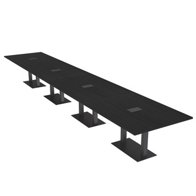 Table de conférence rectangulaire avec base en métal double | Unité électrique