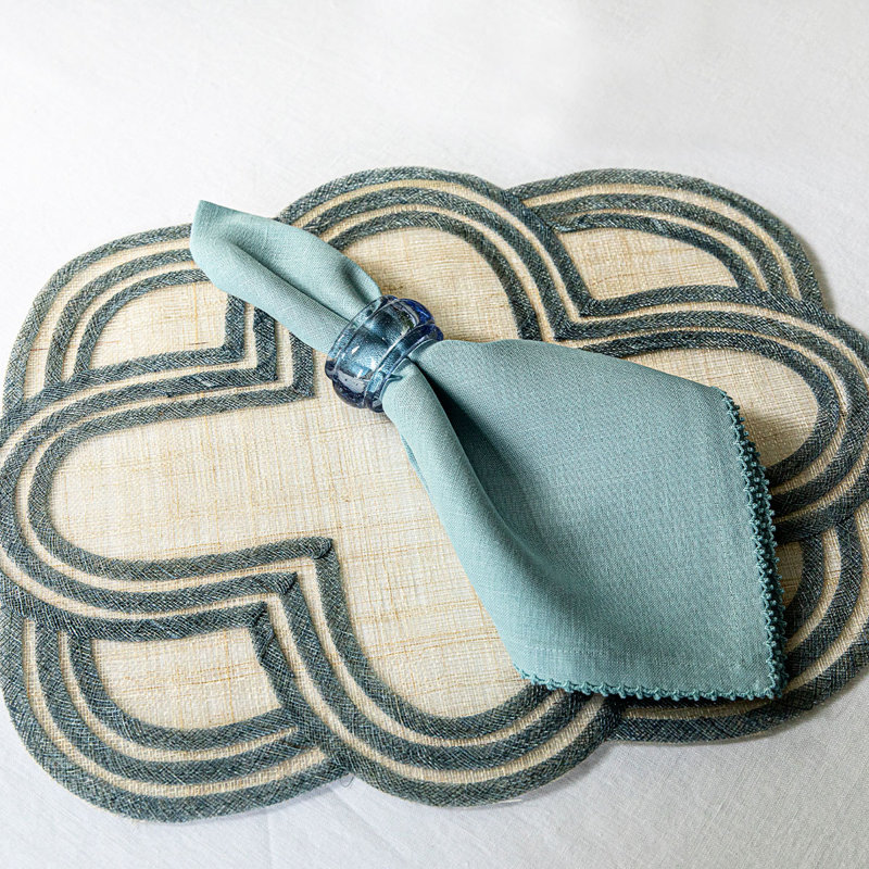 Scallop Stripe Placemat, Chambray