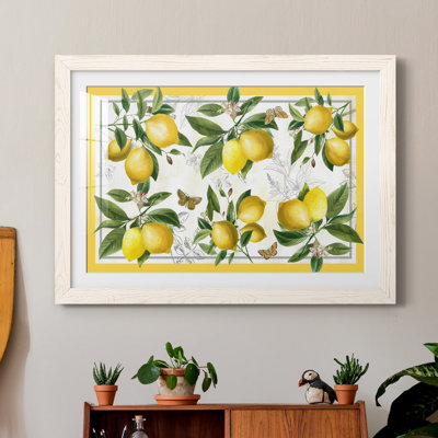 Linen Lemons par J Paul - Reproduction d'art graphique sur papier encadré