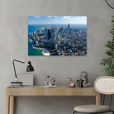 Vue aérienne d'une ville, lac Michigan, Chicago, Cook, Illinois, États-Unis, paysage contemporain abstrait, art