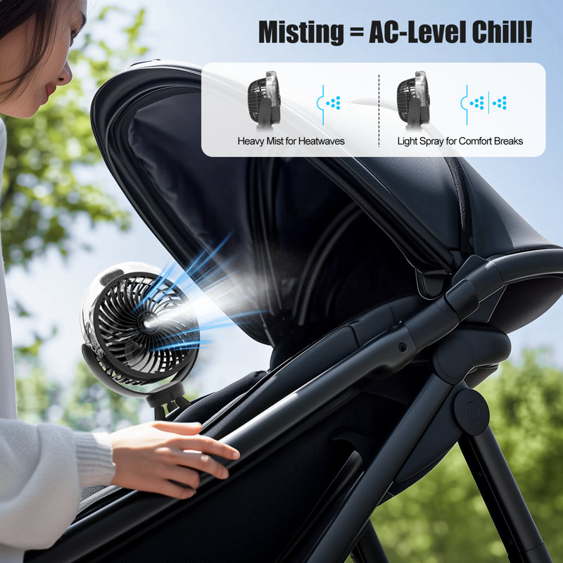 Portable Baby Stroller Fan With Mister