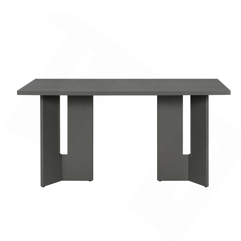 Table de salle à manger en bois Farmhouse avec grain de chêne naturel et pieds découpés robustes, Gray