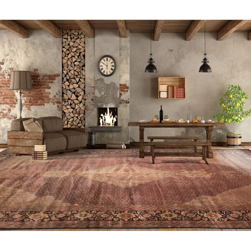 Tapis traditionnel rouille en laine et soie noir noué à la main 12 pi 3 po x 18 pi 1 po