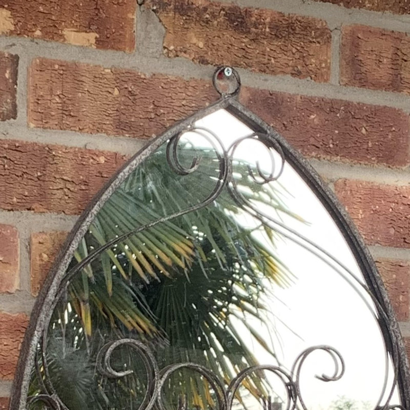 Elegant Cem Arch Metal Mirror – Hand-Finished Antique Wall Décor with 3 Planters & Pots for Home or Garden Spaces
