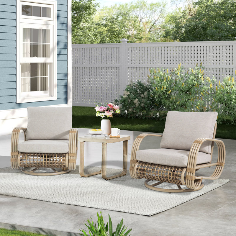 Patio 2 Person Swivel Aluminum Conversation Set With Cushions