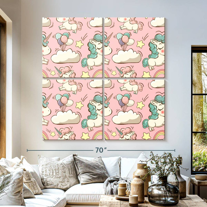 Ashelle Happy Unicorns, H 57 po x l 57 po
