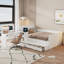 Lit plateforme en bois avec tiroirs, tablettes et coiffeuse-116331728