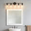 Luminaire pour meuble-lavabo 5 lumières bronze huilé avec abat-jour en verre transparent-2002184908