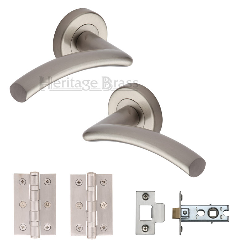 Heritage Brass Centaur Door Handle Kit, Satin Nickel