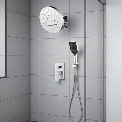 Waterfall 12.6" High-Pressure Complete Shower System With Pressure-Balanced Rough-In Valve With 3 Mode Hand Shower