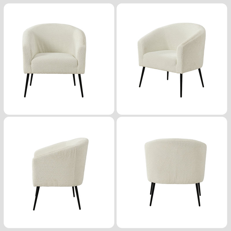 Chaise avec accoudoirs modernes 27,5 po Cadie, Polyester ivoire