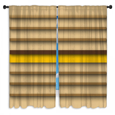 Rideaux de fenêtre beiges et jaunes à rayures transparentes et obscurcissant - 2 panneaux