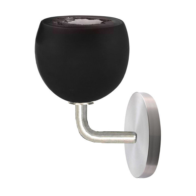 Glass Armed Sconce, Nickel, Black/Silver