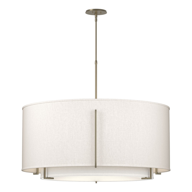 Exos Drum Chandelier, Flax, 54.9" H x 31.3" W x 31.3" D, Soft Gold