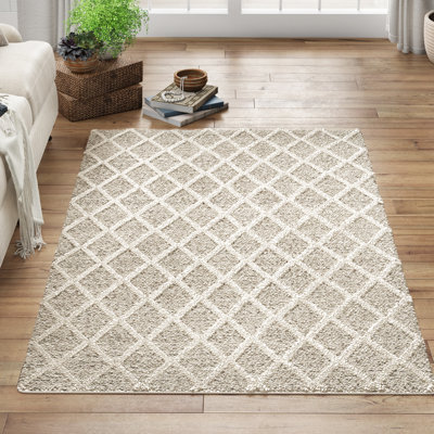 Russo Geometric Handmade Flatweave Ivory/Stone Area Rug