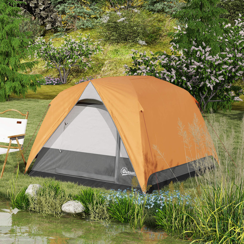 3 Person Tent, Orange/Grey