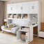 Lit escamotable simple avec placard, tiroirs et bureau