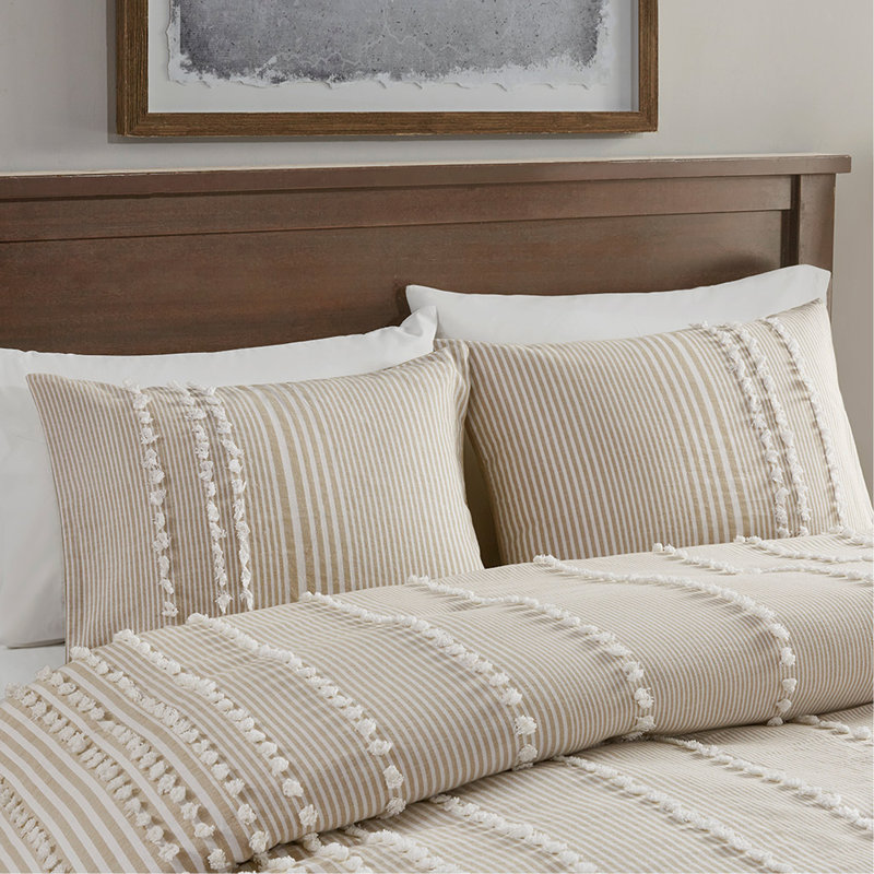 King 3 Piece Cotton Yarn Dyed Duvet Cover Set, King Duvet Cover + 2 King Shams