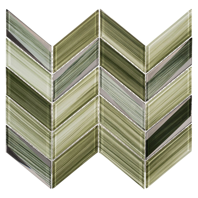 Lausanne 2-in. x 5-in. Striated Chevron Glossy Glass Mosaic Wall & Floor Tile, Soleil