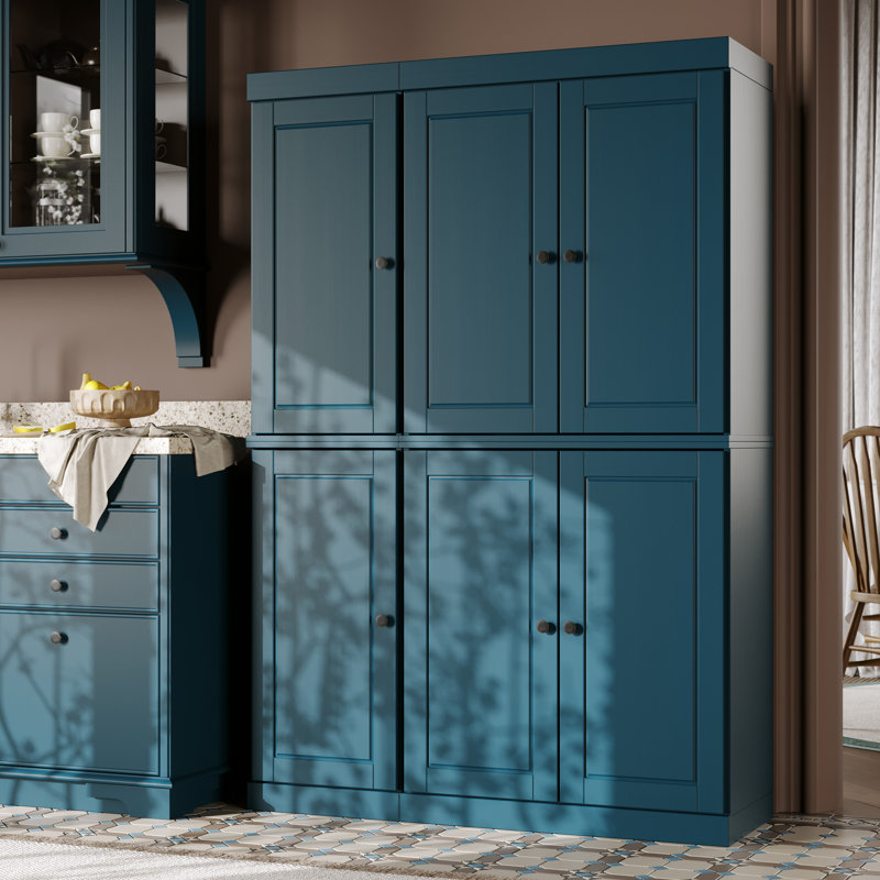 Nicu 100% Solid Wood Tall Kitchen Pantry Cabinet with Doors, Adjustable Shelves, Modular Kitchen Storage Cabinet, 48.5" W x 71.5" H