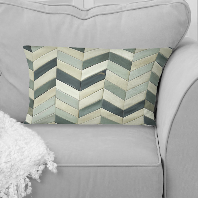 Imprimé chevron vert beige - Coussin lombaire moderne