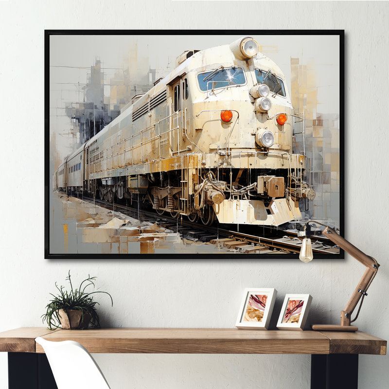 Rêve de train rétro blanc I, Cadre flottant noir, 30" H x 40" W