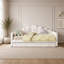 Lit de jour en velours avec dossier de forme basse et lit gigogne-134061278-134061276