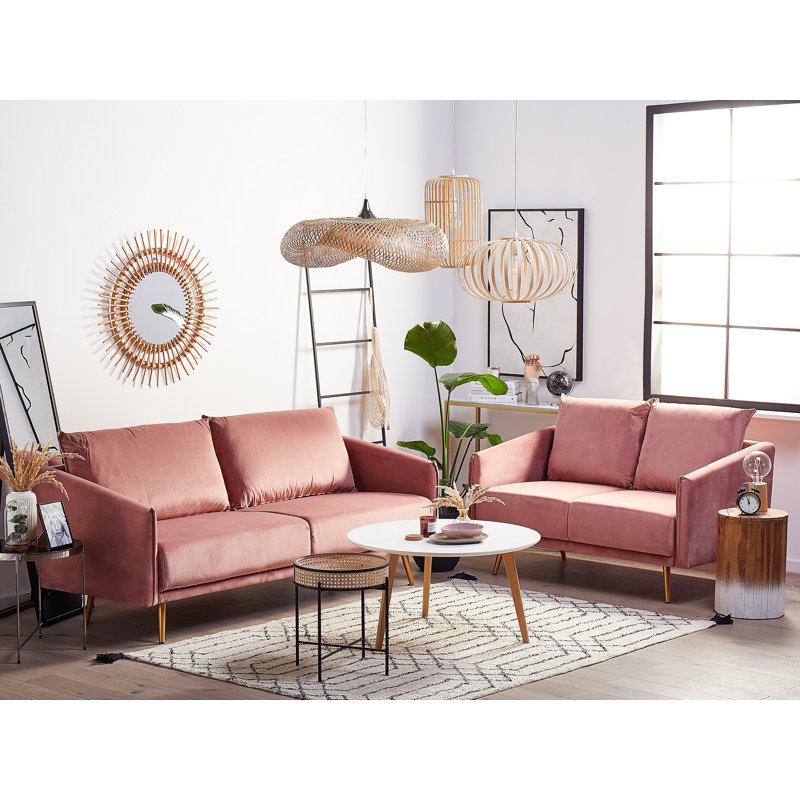 Christy 2 - Piece Velvet Living Room Set, Pink