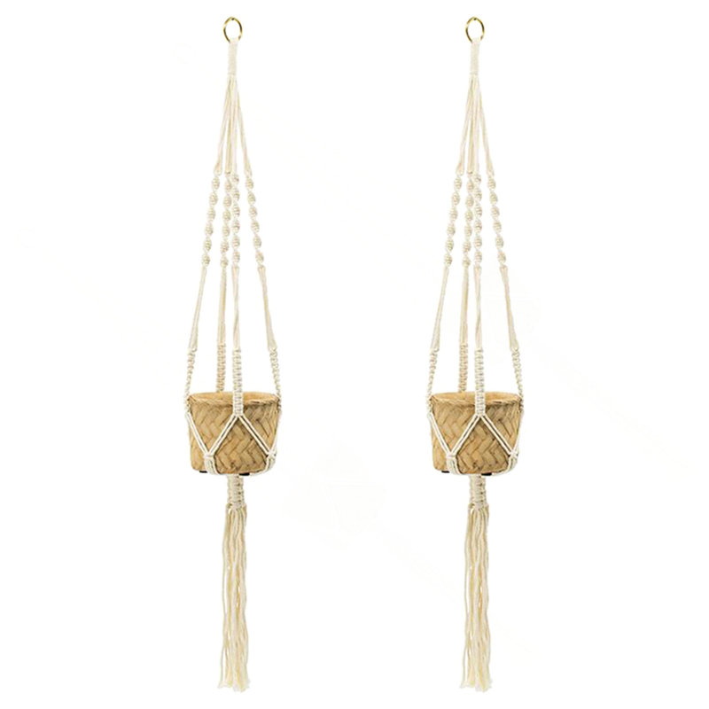Ensemble de 2 pots à fleurs suspendus 5 po x 5 po x 4,5 po de style bohémien