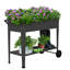 Pot à fleurs surélevé en métal avec roues, trous de drainage et tablettes de rangement pour le jardin, le patio et le balcon Omma