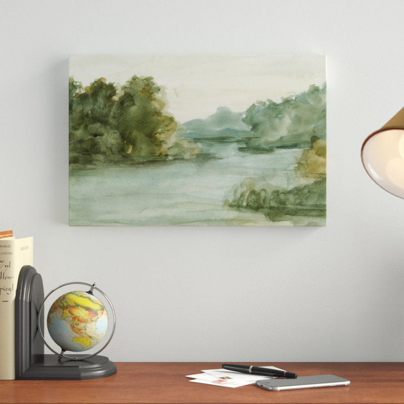 Aquarelle, croquis I, peinture sur toile, H 12 po x l 18 po, Imprimé à cadre doré, Non