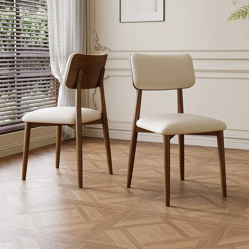 Beige-white+Nut-brown Solid back side Chair(Set of 2)