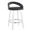Tabouret de comptoir à hauteur fixe avec pivot en bois et similicuir élégant avec repose-pieds rond en métal - ensemble de 2-125535728-125535732